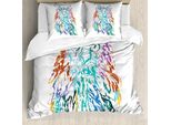 Abakuhaus Copripiumino Gufo, Federn Augen Vision, Antiacaro, Adatto A Chi Soffre Di Allergie, Con Federe, 155 Cm X 220 Cm - 80 X 80 Cm, Multicolore