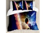Abakuhaus Copripiumino Space, Sistema Solare Cornet, Antiacaro, Adatto A Chi Soffre Di Allergie, Con Federe, 155 Cm X 220 Cm - 80 X 80 Cm, Rosso Blu