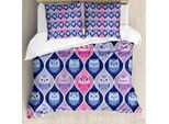 Abakuhaus Copripiumino Gufo, Vertikal Sleeping Owls, Antiacaro, Adatto A Chi Soffre Di Allergie, Con Federe, 155 Cm X 220 Cm - 80 X 80 Cm, Rosa Viola Blu