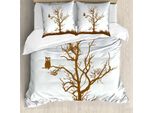 Abakuhaus Copripiumino Gufo, Owl Herbst Baum Ast, Antiacaro, Adatto A Chi Soffre Di Allergie, Con Federe, 155 Cm X 220 Cm - 80 X 80 Cm, Cioccolato Baby Blue