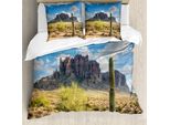 Abakuhaus Copripiumino Saguaro, Canyon BewöLkt Cliff, Antiacaro, Adatto A Chi Soffre Di Allergie, Con Federe, 155 Cm X 220 Cm - 80 X 80 Cm, Marrone, Verde, Blu