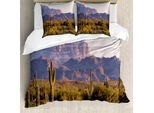 Abakuhaus Set Copripiumino Per Letti Matrimoniali, Cactus Del Deserto Dell'arizona, Antiacaro, Adatto A Chi Soffre Di Allergie, Con Federe, Marrone Verde