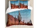 Abakuhaus Copripiumino Saguaro, Spine Hardy Plants, Antiacaro, Adatto A Chi Soffre Di Allergie, Con Federe, 155 Cm X 220 Cm - 80 X 80 Cm, Marrone Blu