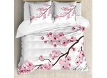Abakuhaus Copripiumino Asiatico, Ramo Di Ciliegio Giapponese, Antiacaro, Adatto A Chi Soffre Di Allergie, Con Federe, 155 Cm X 220 Cm - 80 X 80 Cm, Rosa, Bianco,