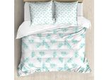 Abakuhaus Copripiumino Turchese, Motivi A Rami Intrecciati, Antiacaro, Adatto A Chi Soffre Di Allergie, Con Federe, 155 Cm X 220 Cm - 80 X 80 Cm, Turchese