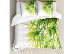 Abakuhaus Copripiumino In Bambù, Foglia Di Bambù - Pace, Antiacaro, Adatto A Chi Soffre Di Allergie, Con Federe, 200 Cm X 200 Cm - 80 X 80 Cm, Verde Bianco