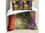 Abakuhaus Copripiumino Fantasia, Alberi Misteriosi Uccelli, Antiacaro Adatto A Chi Soffre Di Allergie Con Federe, 200 Cm X 200 Cm - 80 X 80 Cm, Giallo Viola