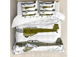 Abakuhaus Copripiumino Aerei, Old Dive Planes Jets, Antiacaro, Adatto A Chi Soffre Di Allergie, Con Federe, 200 Cm X 200 Cm - 80 X 80 Cm, Verde, Grigio, Bianco