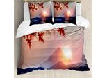 Abakuhaus Copripiumino Asiatico, Majestic Himalaya Peaks, Antiacaro, Adatto A Chi Soffre Di Allergie, Con Federe, 155 Cm X 220 Cm - 80 X 80 Cm, Blu, Rosa, Rosso