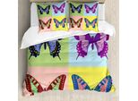 Abakuhaus Copripiumino Butterfly, Pop Art Swallowtail, Antiacaro, Adatto A Chi Soffre Di Allergie, Con Federe, 200 Cm X 200 Cm - 80 X 80 Cm, Multicolore