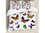 Abakuhaus Copripiumino Butterfly, Farfalle In Volo, Antiacaro, Adatto A Chi Soffre Di Allergie, Con Federe, 155 Cm X 220 Cm - 80 X 80 Cm, Multicolore