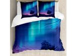 Abakuhaus Copripiumino Fantasia, Aurora Borealis Baum, Antiacaro, Adatto A Chi Soffre Di Allergie, Con Federe, 200 Cm X 200 Cm - 80 X 80 Cm, Blu Lilla