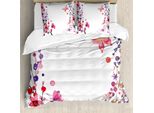 Abakuhaus Copripiumino Butterfly, Motivo Floreale E Farfalle, Antiacaro, Adatto A Chi Soffre Di Allergie, Con Federe, 155 Cm X 220 Cm - 80 X 80 Cm, Rosa, Lilla, Bianco
