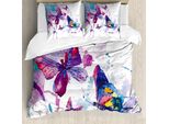 Abakuhaus Copripiumino Butterfly, Acquerello Artistico Moderno, Antiacaro, Adatto A Chi Soffre Di Allergie, Con Federe, 155 Cm X 220 Cm - 80 X 80 Cm, Multicolore