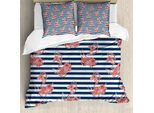 Abakuhaus Copripiumino Anker, Sfondo A Righe Anchor, Antiacaro, Adatto A Chi Soffre Di Allergie, Con Federe, 155 Cm X 220 Cm - 80 X 80 Cm, Bianco, Blu E Rosso