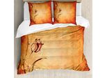Abakuhaus Copripiumino Antico, Stile Vintage Rose Bloom, Antiacaro, Adatto A Chi Soffre Di Allergie, Con Federe, 200 Cm X 200 Cm - 80 X 80 Cm, Arancione Senape Marrone Rossiccio