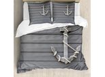 Abakuhaus Copripiumino Anker, Antique Wall Navy Natur, Antiacaro, Adatto A Chi Soffre Di Allergie, Con Federe, 155 Cm X 220 Cm - 80 X 80 Cm, Grigio