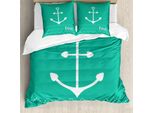 Abakuhaus Copripiumino Anker, Anchor Herz Shapes, Antiacaro, Adatto A Chi Soffre Di Allergie, Con Federe, 155 Cm X 220 Cm - 80 X 80 Cm, Verde, Rosa, Bianco