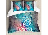 Abakuhaus Copripiumino Butterfly, Butterfly Winged Fairy, Antiacaro, Adatto A Chi Soffre Di Allergie, Con Federe, 200 Cm X 200 Cm - 80 X 80 Cm, Blu Lilla