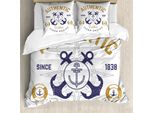 Abakuhaus Copripiumino Anker, Lifeboy Rudder Capitano, Antiacaro, Adatto A Chi Soffre Di Allergie, Con Federe, 155 Cm X 220 Cm - 80 X 80 Cm, Marrone Chiaro, Blu, Bianco