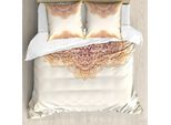 Abakuhaus Set Copripiumino Mandala Per Letti Matrimoniali, Arte Orientale Vintage, Antiacaro, Adatto A Chi Soffre Di Allergie, Con Federe, Beige