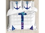 Abakuhaus Copripiumino Anker, Immagine Anker Sea Marine, Antiacaro, Adatto A Chi Soffre Di Allergie, Con Federe, 200 Cm X 200 Cm - 80 X 80 Cm, Viola E Blu