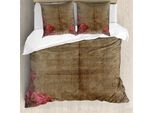 Abakuhaus Copripiumino Vittoriano, Cornice Vintage Con Rose, Antiacaro, Adatto A Chi Soffre Di Allergie, Con Federe, 155 Cm X 220 Cm - 80 X 80 Cm, Rosso-Marrone