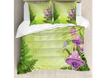 Abakuhaus Copripiumino Pilz, Pilz BlüTenzauber, Antiacaro, Adatto A Chi Soffre Di Allergie, Con Federe, 200 Cm X 200 Cm - 80 X 80 Cm, Verde, Viola,