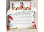 Abakuhaus Copripiumino Funghi, Cartone Animato Funghi Selvatici, Antiacaro, Adatto A Chi Soffre Di Allergie, Con Federe, 155 Cm X 220 Cm - 80 X 80 Cm, Multicolore