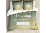 Abakuhaus Citazione Set Copripiumino Per Letti Matrimoniali, Lettere Ispiratrici Gialle, Antiacaro, Adatto A Chi Soffre Di Allergie, Con Federe, Blu-Verde-Giallo