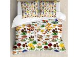 Abakuhaus Copripiumino Funghi, Funghi Selvatici Biologici, Antiacaro, Adatto A Chi Soffre Di Allergie, Con Federe, 155 Cm X 220 Cm - 80 X 80 Cm, Multicolore