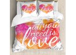 Abakuhaus Citazione Set Copripiumino Per Letti Matrimoniali, Acquerello Splash Artistico, Antiacaro Adatto A Chi Soffre Di Allergie Con Federe, Fucsia Rosso
