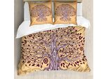 Abakuhaus Set Copripiumino Per Letto Matrimoniale, Vintage Wirbel, Antiacaro, Adatto A Chi Soffre Di Allergie, Con Federe, Color Crema-Marrone