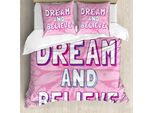 Abakuhaus Copripiumino Con Proverbio, Frasi A Tema, Antiacaro, Adatto A Chi Soffre Di Allergie, Con Federe, 200 Cm X 200 Cm - 80 X 80 Cm, Rosa, Bianco,