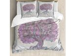 Abakuhaus Albero Della Vita Copripiumino, Acquerello Bohemien, Antiacaro, Adatto A Chi Soffre Di Allergie, Con Federe, 155 Cm X 220 Cm - 80 X 80 Cm, Grigio, Viola,