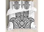 Abakuhaus Copripiumino Mandala, Evil Eye Oriental Eastern, Antiacaro, Adatto A Chi Soffre Di Allergie, Con Federe, 200 Cm X 200 Cm - 80 X 80 Cm, Bianco E Nero