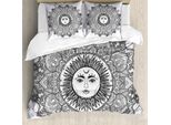 Abakuhaus Copripiumino Mandala, Fiori Boho, Antiacaro, Adatto A Chi Soffre Di Allergie, Con Federe, 200 Cm X 200 Cm - 80 X 80 Cm, Bianco E Nero
