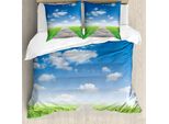 Abakuhaus Copripiumino Land, Wiese Land Pfad, Antiacaro, Adatto A Chi Soffre Di Allergie, Con Federe, 200 Cm X 200 Cm - 80 X 80 Cm, Blu, Verde, Marrone