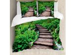 Abakuhaus Copripiumino Wald, Pathway Stream-Jungle, Antiacaro, Adatto A Chi Soffre Di Allergie, Con Federe, 200 Cm X 200 Cm - 80 X 80 Cm, Marrone Verde