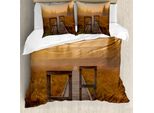 Abakuhaus Copripiumino Naturale, Foggy Day Fall Forest, Antiacaro, Adatto A Chi Soffre Di Allergie, Con Federe, 155 Cm X 220 Cm - 80 X 80 Cm, Arancione Marrone
