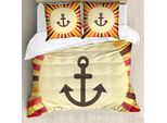 Abakuhaus Copripiumino Anker, Pop Art Segeln Anchor, Antiacaro, Adatto A Chi Soffre Di Allergie, Con Federe, 200 Cm X 200 Cm - 80 X 80 Cm, Crema Rosso Arancione