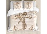 Abakuhaus Copripiumino Anker, Marine Rope Vacanze Estive, Antiacaro, Adatto A Chi Soffre Di Allergie, Con Federe, 200 Cm X 200 Cm - 80 X 80 Cm, Crema Marrone