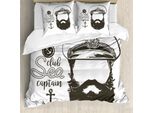 Abakuhaus Copripiumino Anker, Cappello E Barba Seaman, Antiacaro, Adatto A Chi Soffre Di Allergie, Con Federe, 155 Cm X 220 Cm - 80 X 80 Cm, Marrone Bianco