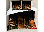 Abakuhaus Set Copripiumino Per Letti Matrimoniali, Illustrazione Di Alberi Della Foresta Scura, Antiacaro, Adatto A Chi Soffre Di Allergie, Con Federe, Multicolore
