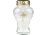 Candela Funebre In Vetro A Forma Di Cuore (Bianco), Candela Funebre Con Autonomia Di Circa 45 Ore
