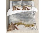 Abakuhaus Copripiumino Da Spiaggia, Tropical Gulf Island, Antiacaro, Adatto A Chi Soffre Di Allergie, Con Federe, 155 Cm X 220 Cm - 80 X 80 Cm, Grigio-Crema