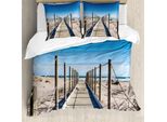 Abakuhaus Copripiumino Da Spiaggia, Cielo Mediterraneo, Antiacaro, Adatto A Chi Soffre Di Allergie, Con Federe, 155 Cm X 220 Cm - 80 X 80 Cm, Crema Blu