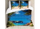 Abakuhaus Copripiumino Da Spiaggia, Sand Pathway To Ozean, Antiacaro, Adatto A Chi Soffre Di Allergie, Con Federe, 155 Cm X 220 Cm - 80 X 80 Cm, Multicolore