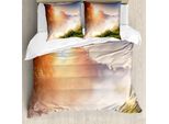 Abakuhaus Copripiumino Naturale, Sunbeams Foggy Mountain, Antiacaro, Adatto A Chi Soffre Di Allergie, Con Federe, 155 Cm X 220 Cm - 80 X 80 Cm, Multicolore
