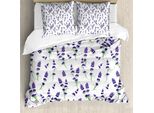 Abakuhaus Copripiumino Con Motivo Floreale, Acquerello Artistico, Antiacaro, Adatto A Chi Soffre Di Allergie, Con Federe, 200 Cm X 200 Cm - 80 X 80 Cm, Viola Verde